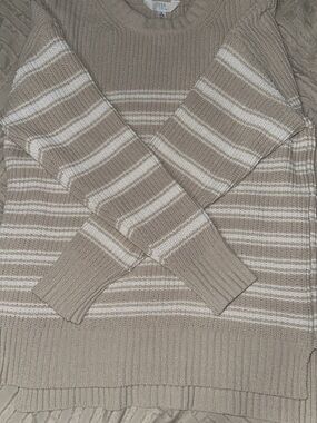 Time and Tru Beige Ribbed Knit Sweater